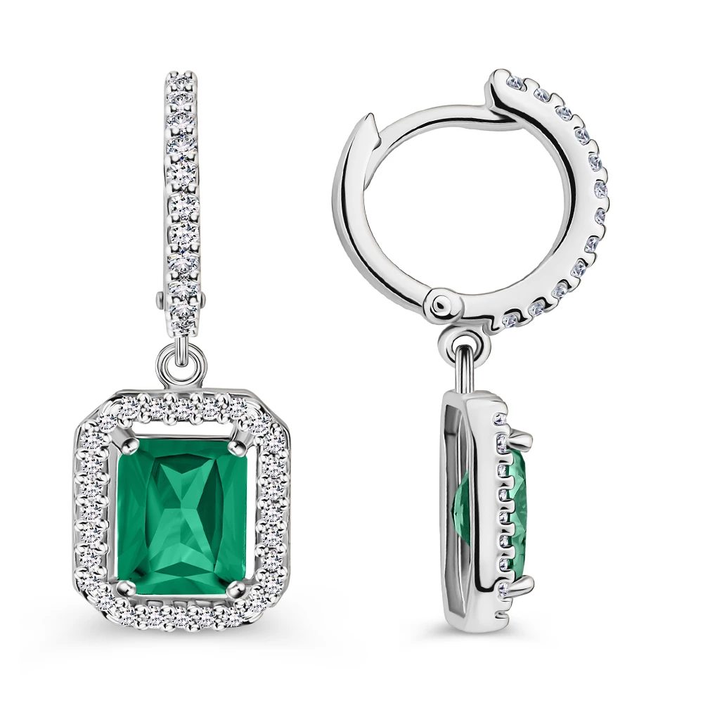 Серьги с фианитами из серебра 925 пробы