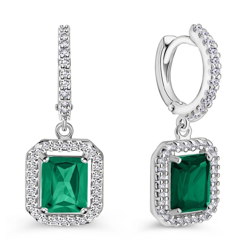 Серьги с фианитами из серебра 925 пробы