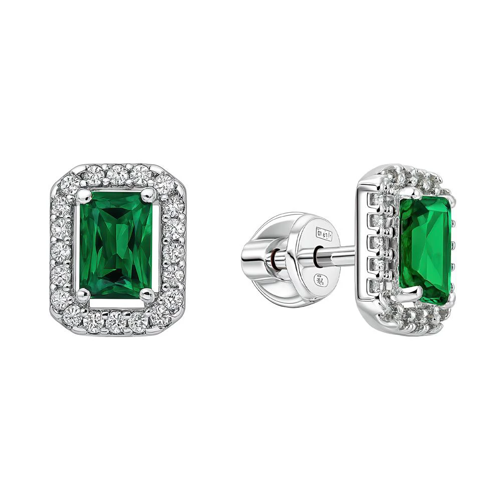 Серьги с фианитами из серебра 925 пробы