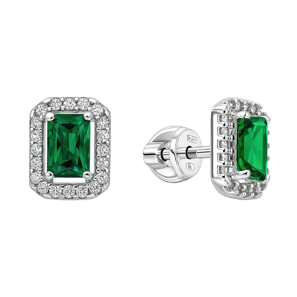 Серьги с фианитами из серебра 925 пробы