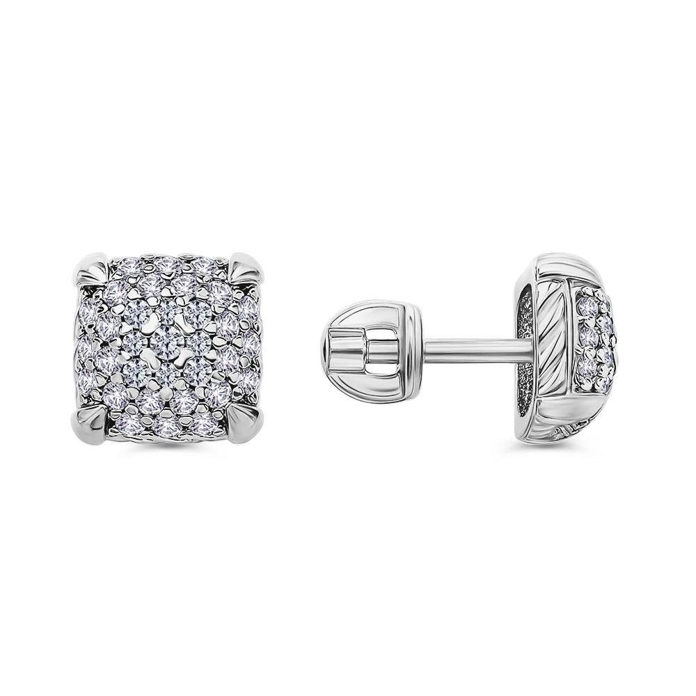 Серьги с фианитами из серебра 925 пробы