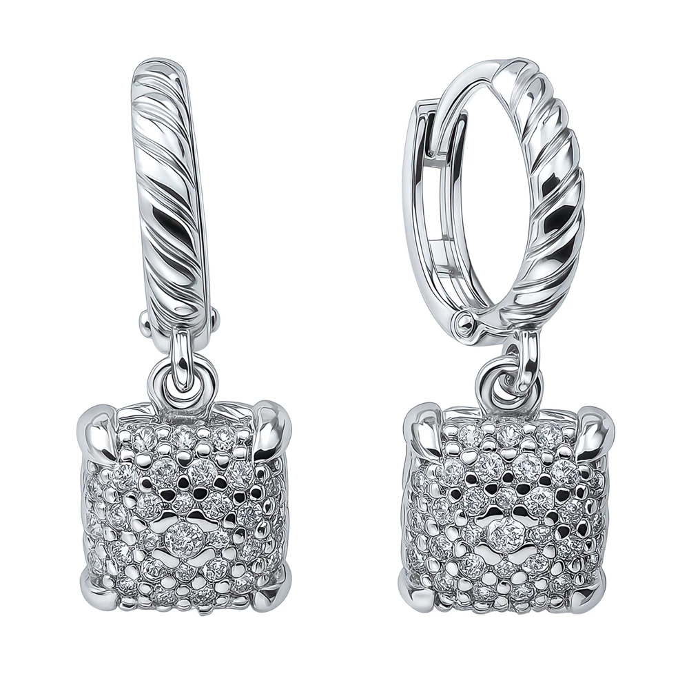 Серьги с фианитами из серебра 925 пробы