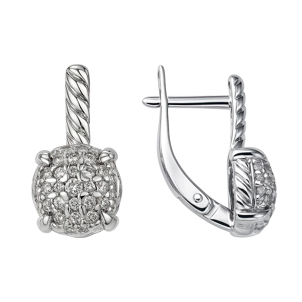 Серьги с фианитами из серебра 925 пробы