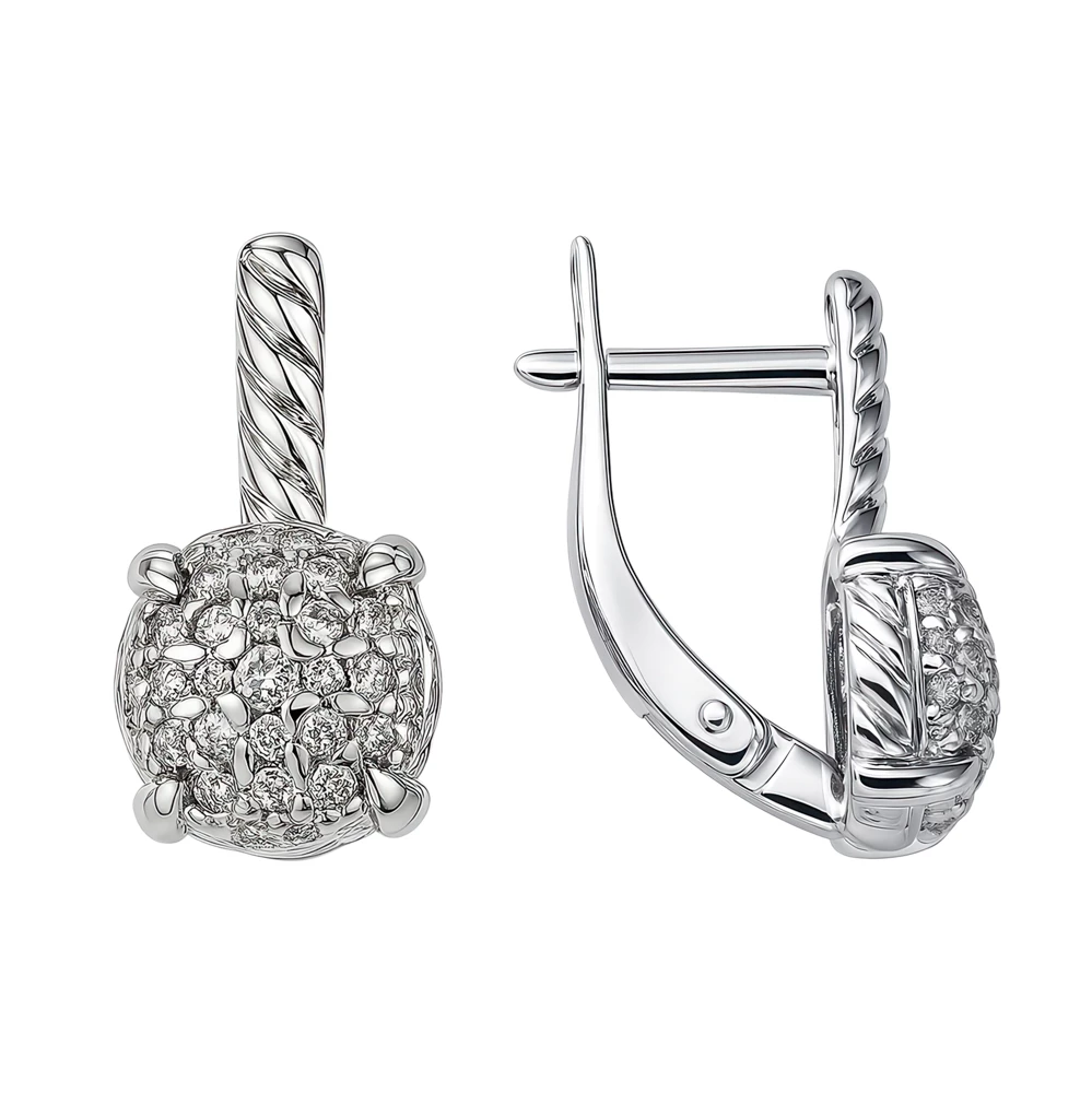 Серьги с фианитами из серебра 925 пробы