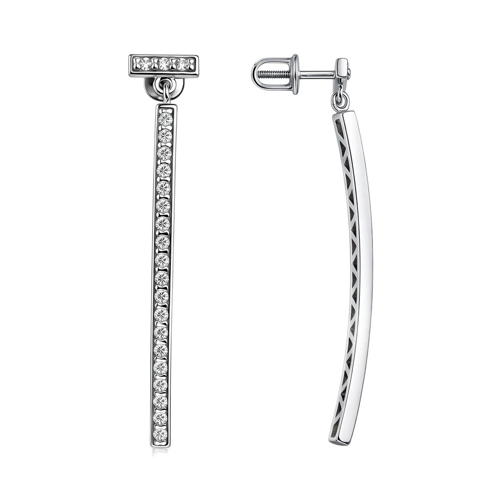 Серьги с фианитами из серебра 925 пробы