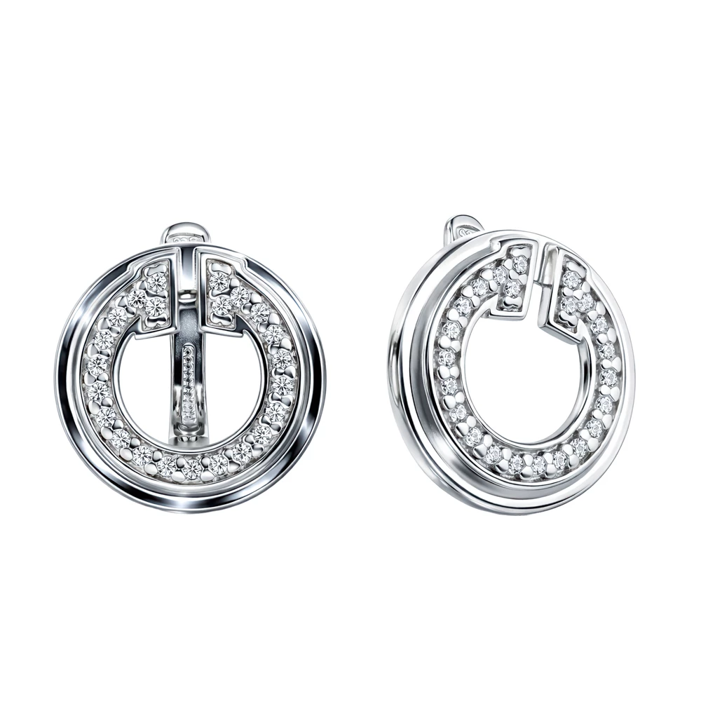 Серьги с фианитами из серебра 925 пробы
