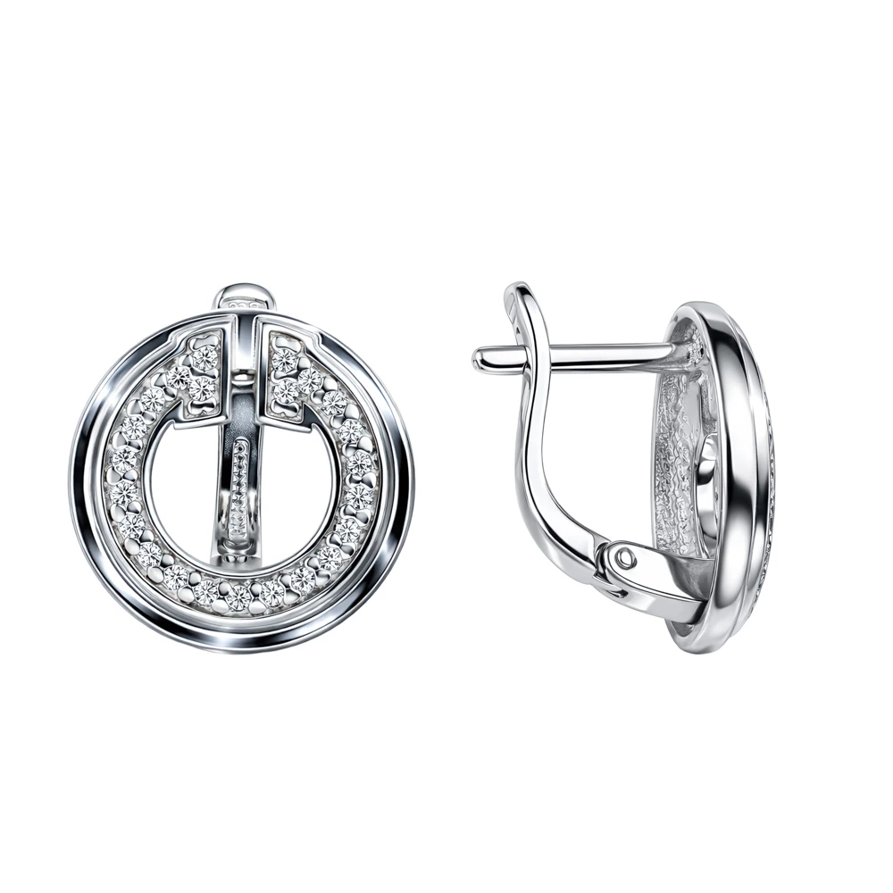 Серьги с фианитами из серебра 925 пробы