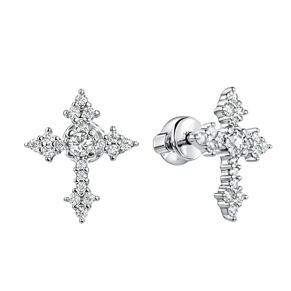 Серьги с фианитами из серебра 925 пробы