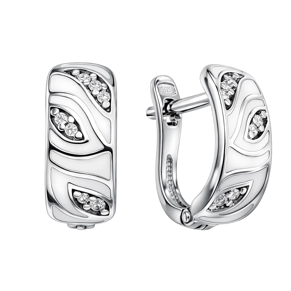 Серьги с фианитами из серебра 925 пробы