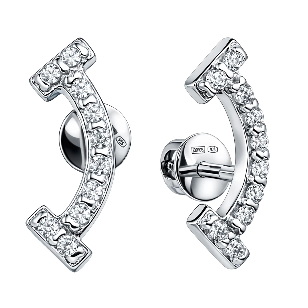 Серьги с фианитами из серебра 925 пробы