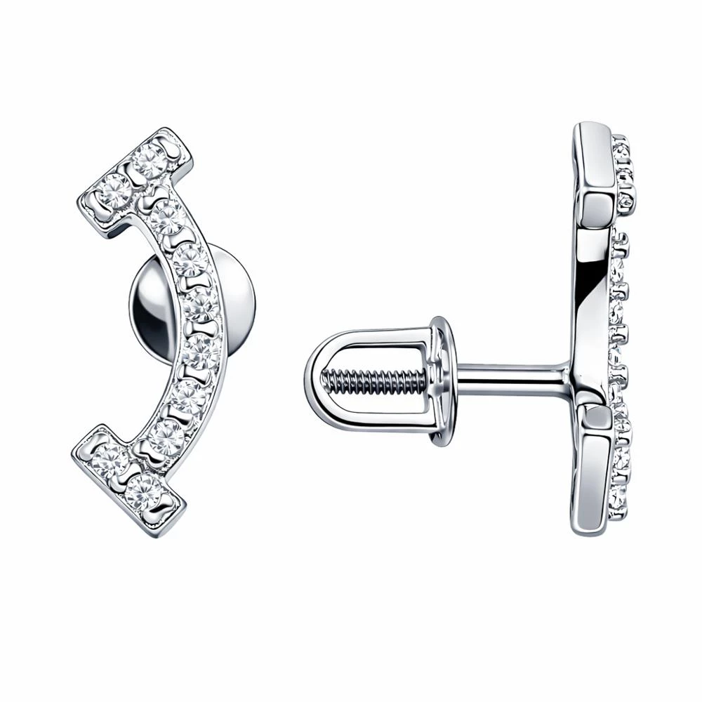 Серьги с фианитами из серебра 925 пробы