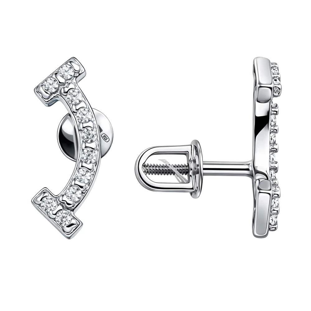 Серьги с фианитами из серебра 925 пробы
