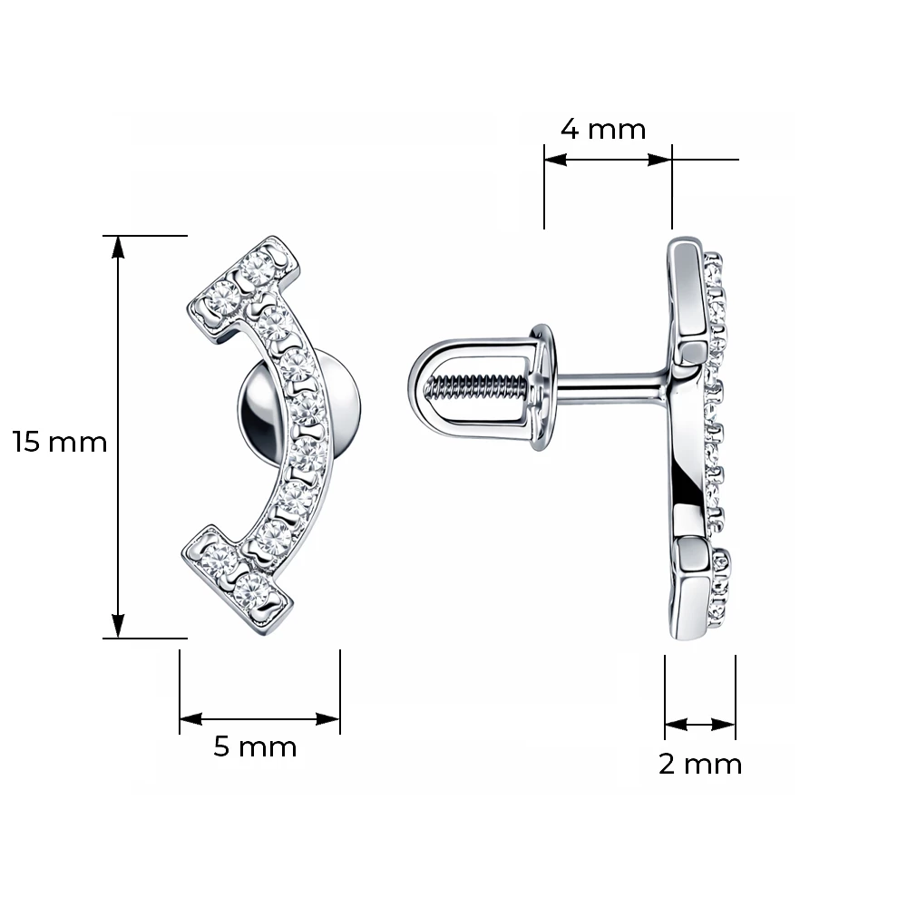 Серьги с фианитами из серебра 925 пробы