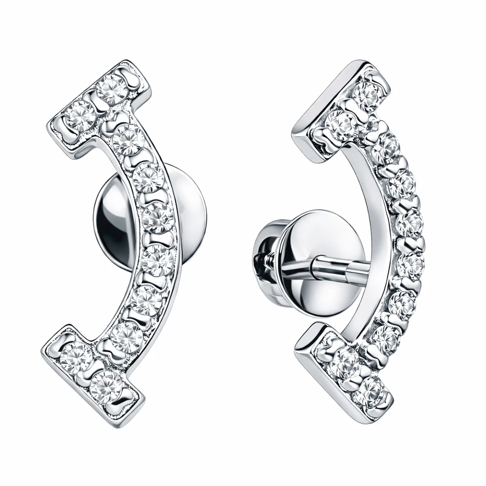 Серьги с фианитами из серебра 925 пробы