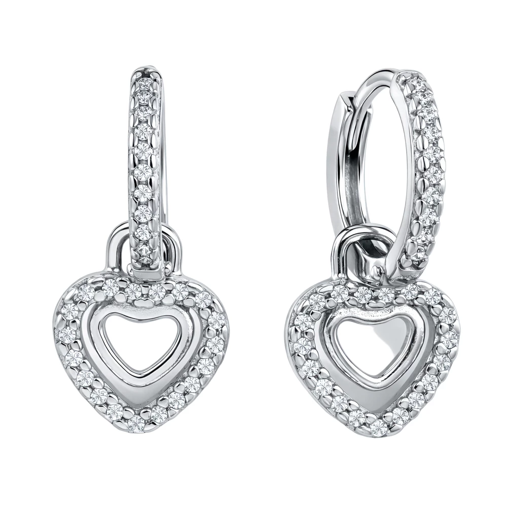 Серьги с фианитами из серебра 925 пробы