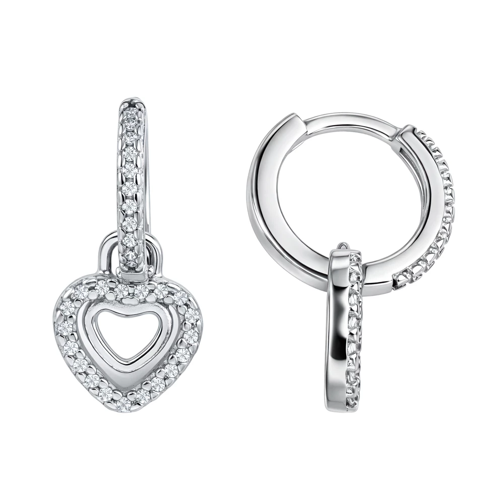 Серьги с фианитами из серебра 925 пробы