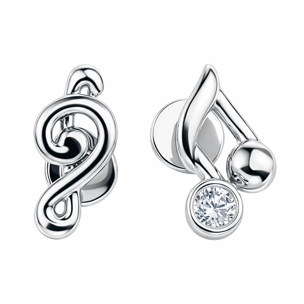 Серьги с фианитом из серебра 925 пробы