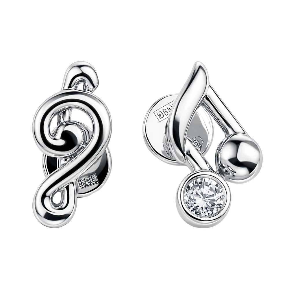 Серьги с фианитом из серебра 925 пробы