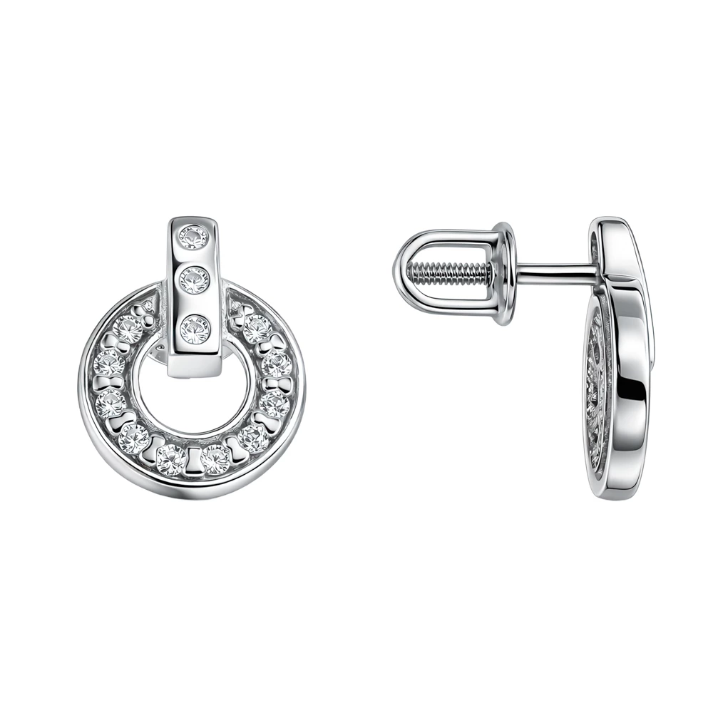 Серьги с фианитами из серебра 925 пробы