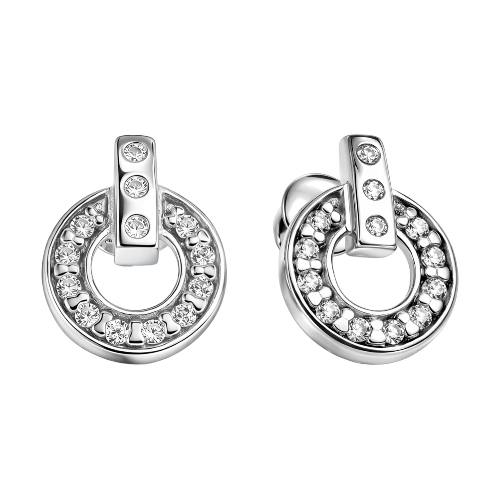 Серьги с фианитами из серебра 925 пробы