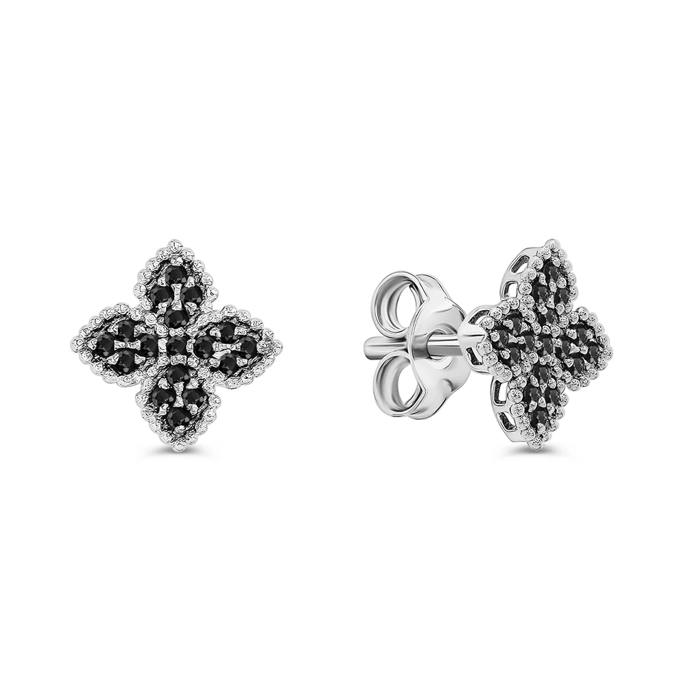 Серьги с фианитами из серебра 925 пробы