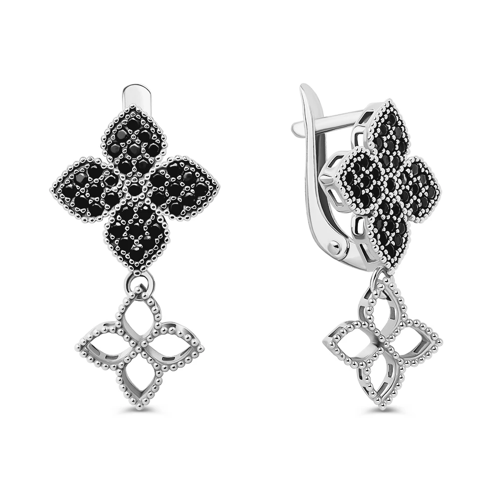 Серьги с фианитами из серебра 925 пробы