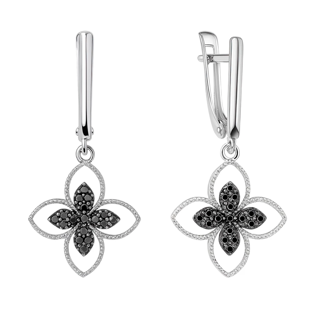 Серьги с фианитами из серебра 925 пробы