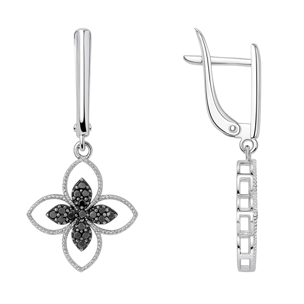 Серьги с фианитами из серебра 925 пробы