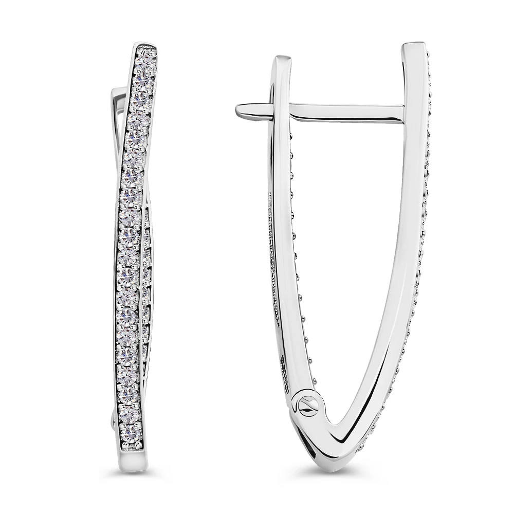 Серьги с фианитами из серебра 925 пробы