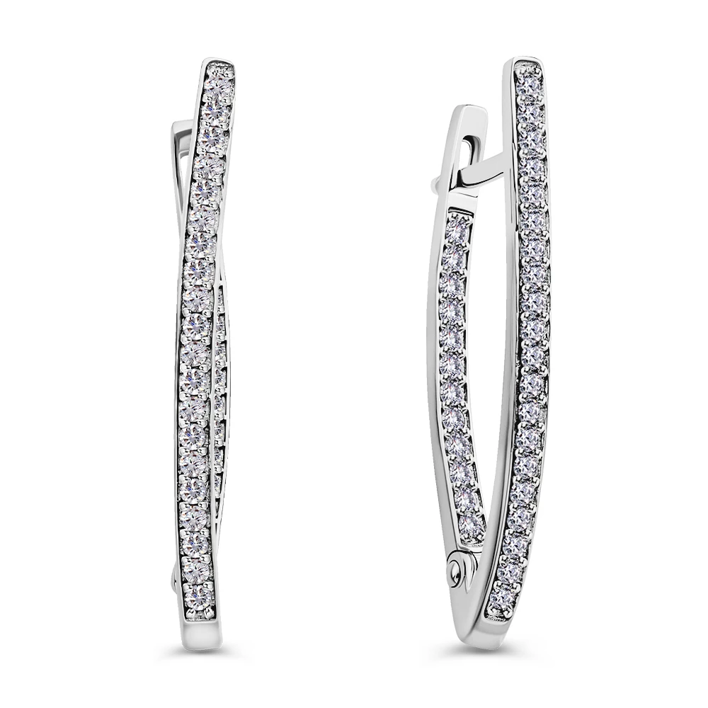 Серьги с фианитами из серебра 925 пробы