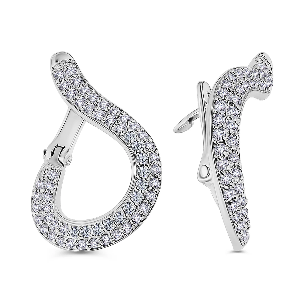 Серьги с фианитами из серебра 925 пробы