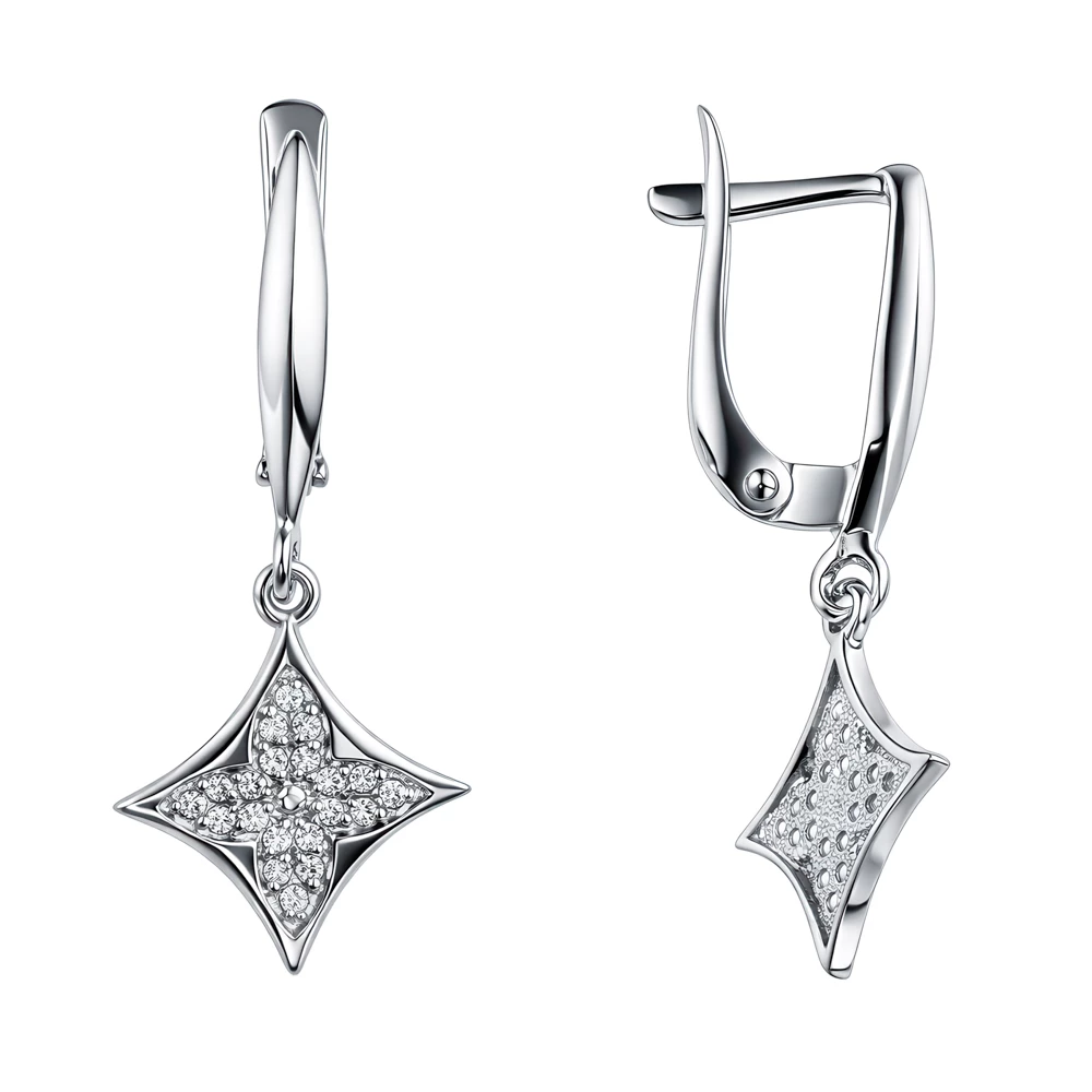 Серьги с фианитами из серебра 925 пробы