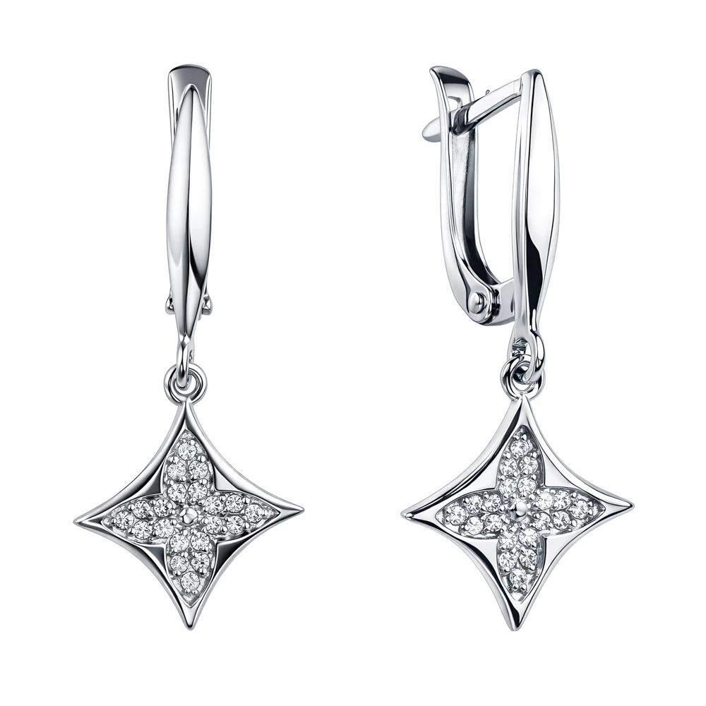 Серьги с фианитами из серебра 925 пробы