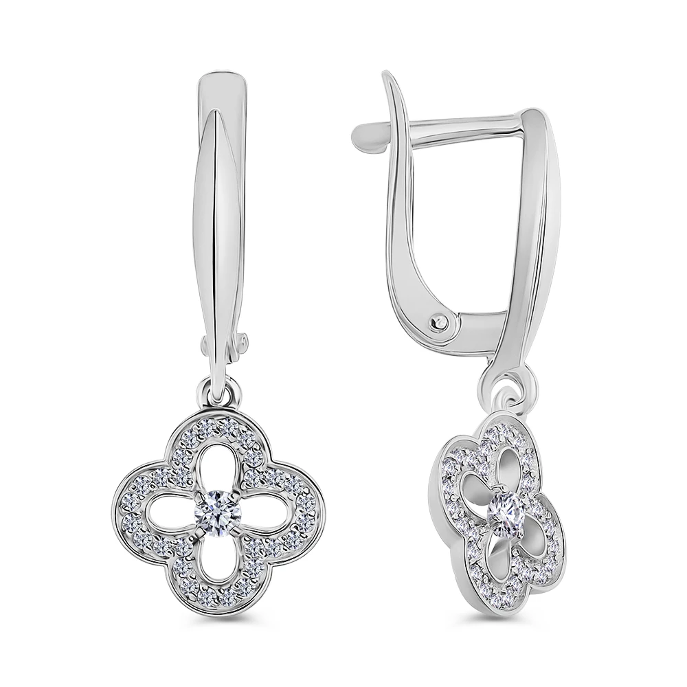 Серьги с фианитами из серебра 925 пробы