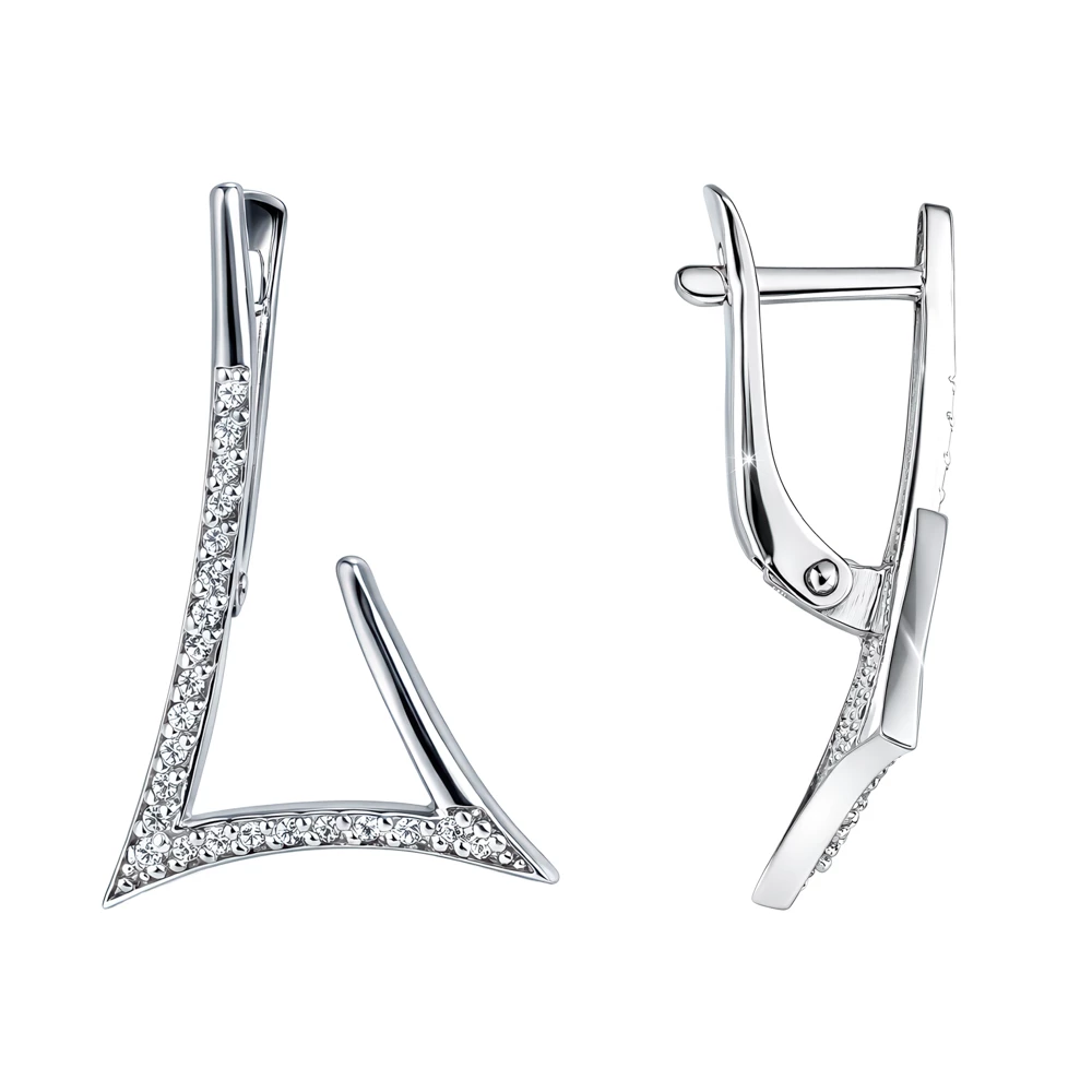 Серьги с фианитами из серебра 925 пробы