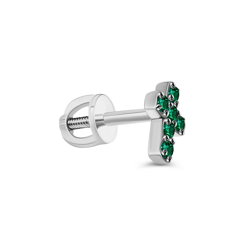 Серьга с фианитами из серебра 925 пробы
