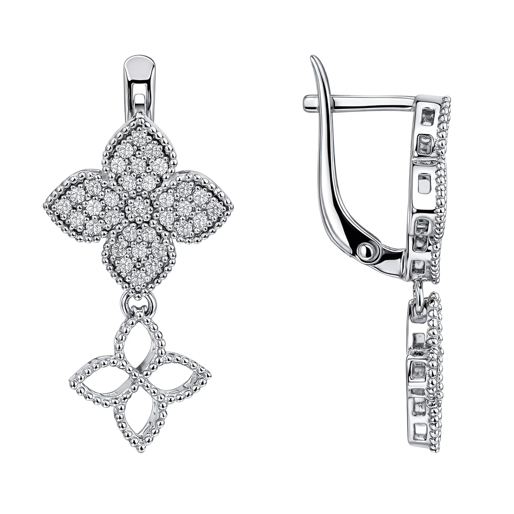 Серьги с фианитами из серебра 925 пробы