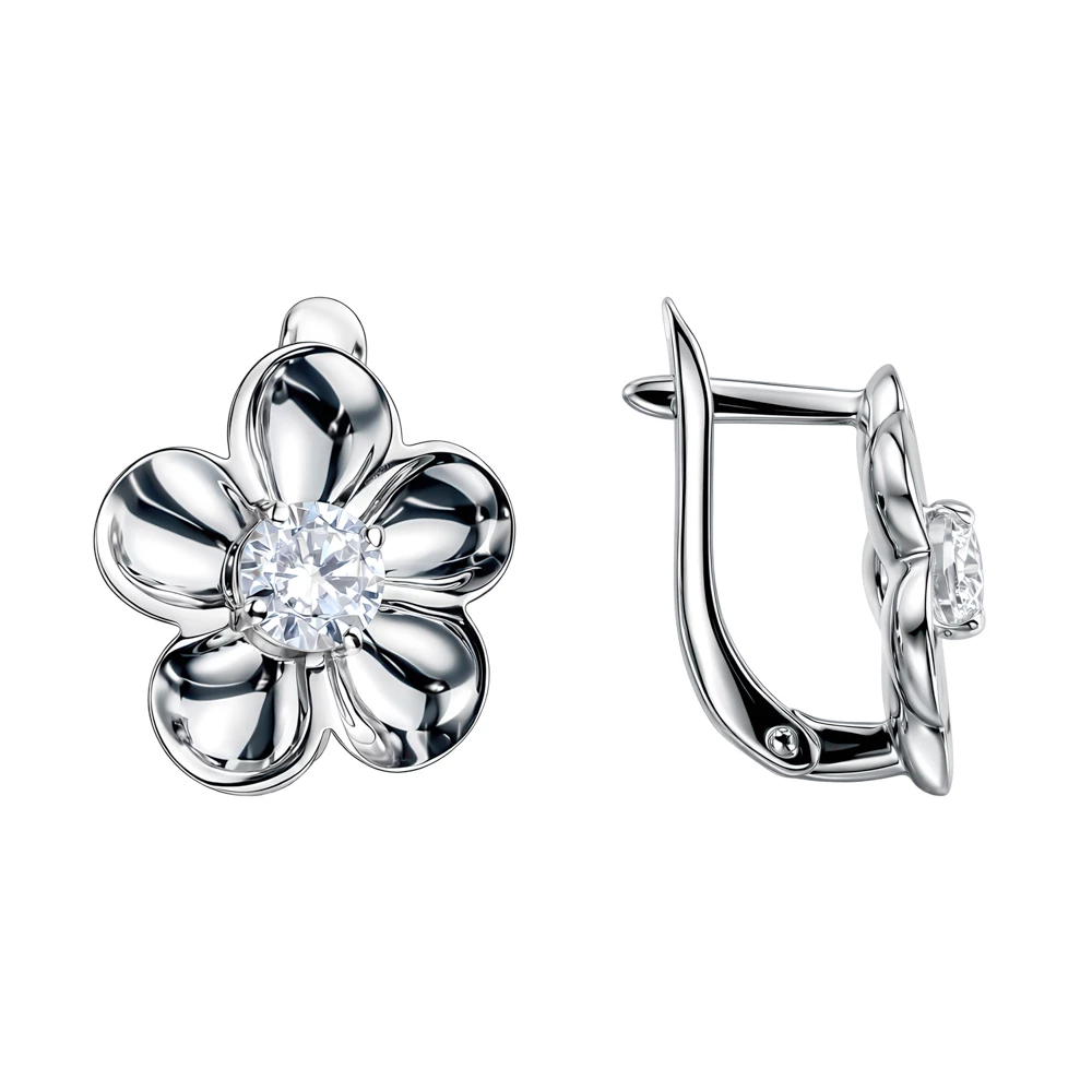 Серьги с фианитами из серебра 925 пробы