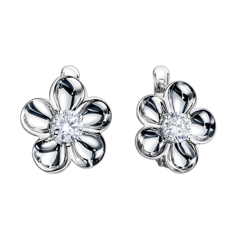 Серьги с фианитами из серебра 925 пробы