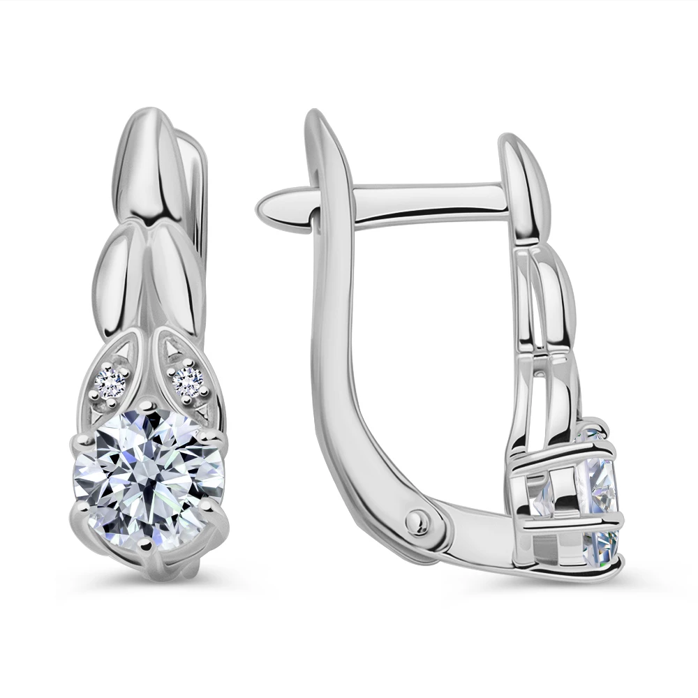 Серьги с фианитами из серебра 925 пробы