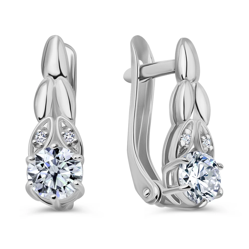 Серьги с фианитами из серебра 925 пробы