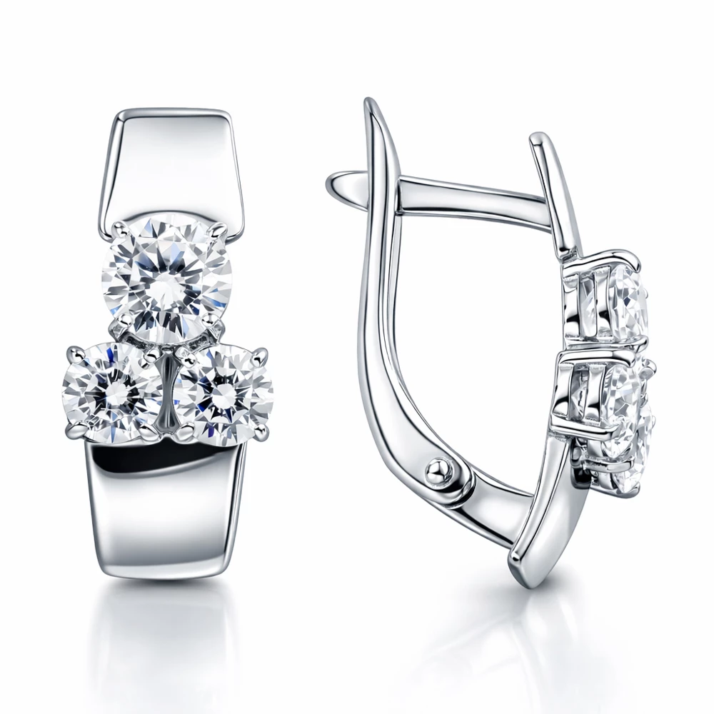 Серьги с фианитами из серебра 925 пробы