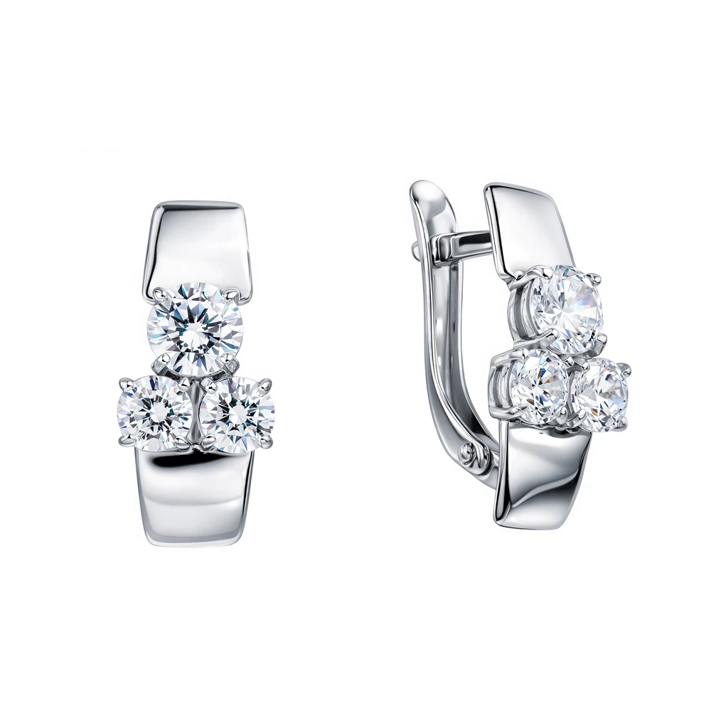 Серьги с фианитами из серебра 925 пробы