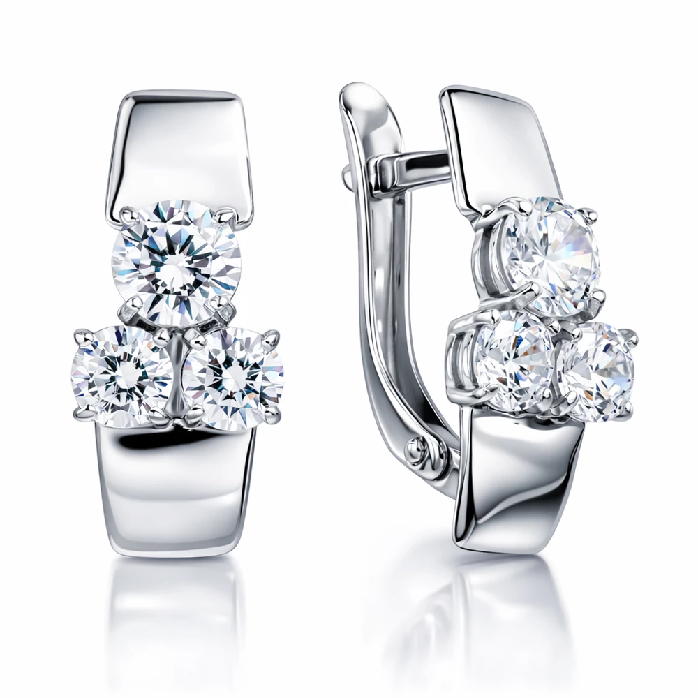 Серьги с фианитами из серебра 925 пробы