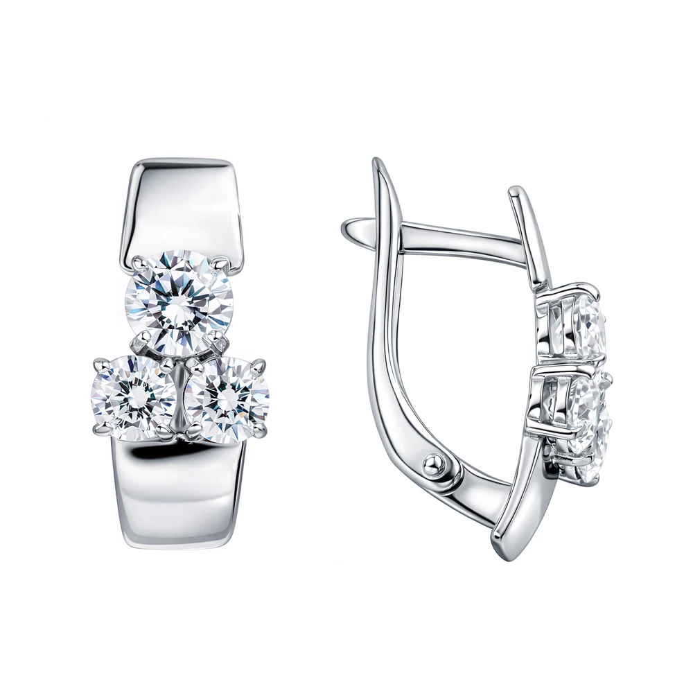 Серьги с фианитами из серебра 925 пробы