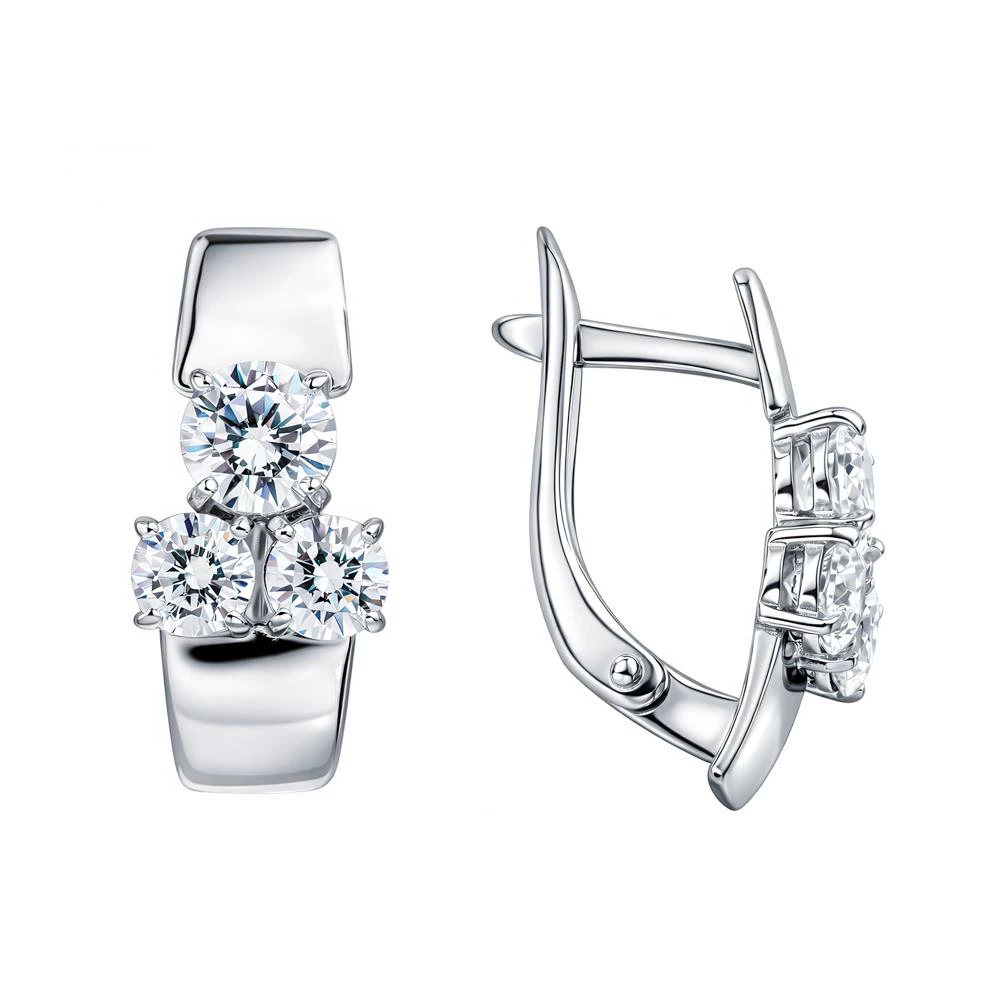 Серьги с фианитами из серебра 925 пробы