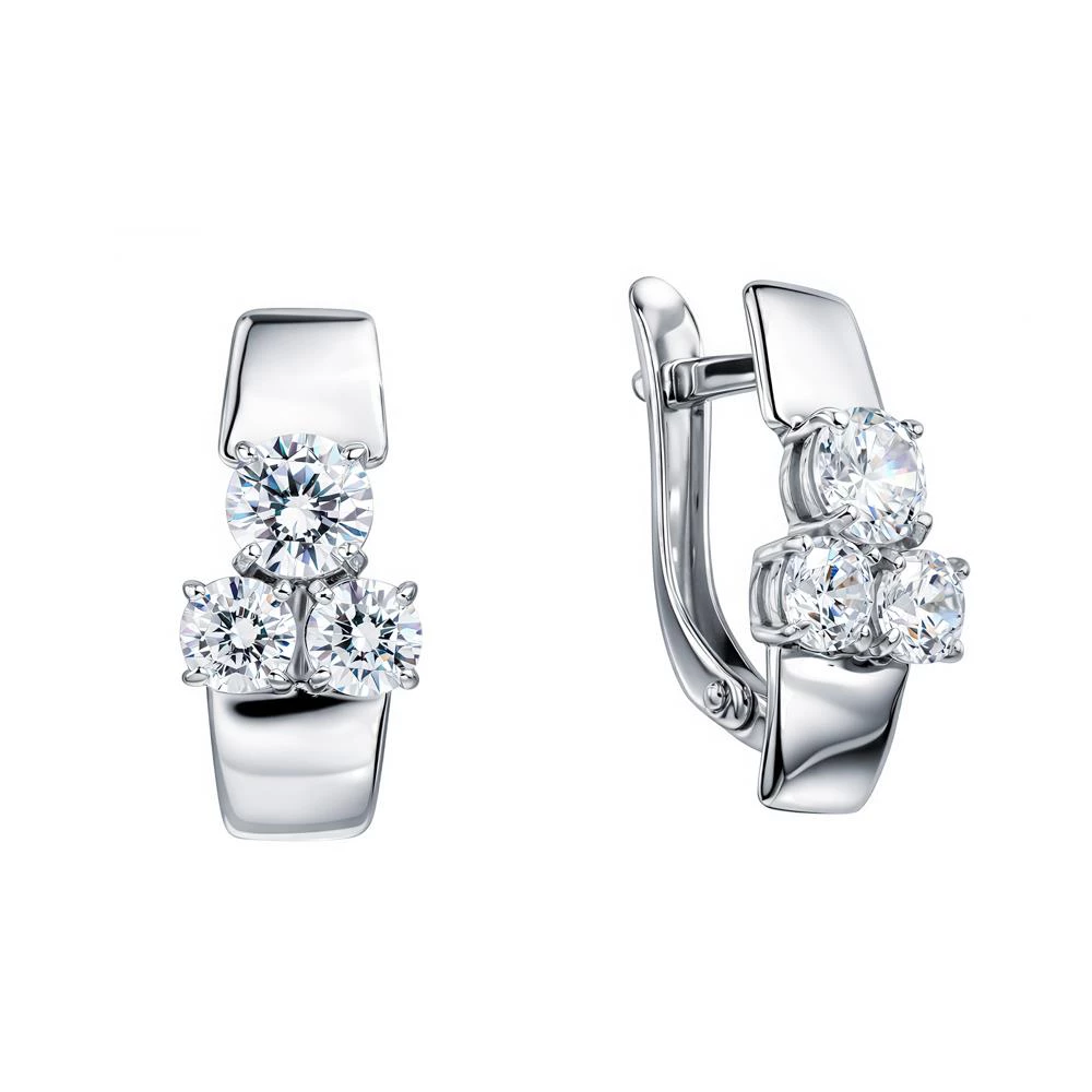 Серьги с фианитами из серебра 925 пробы