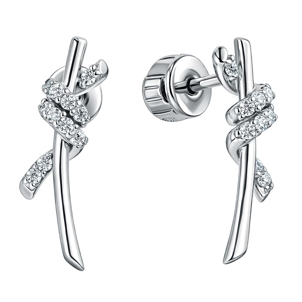 Серьги с фианитами из серебра 925 пробы