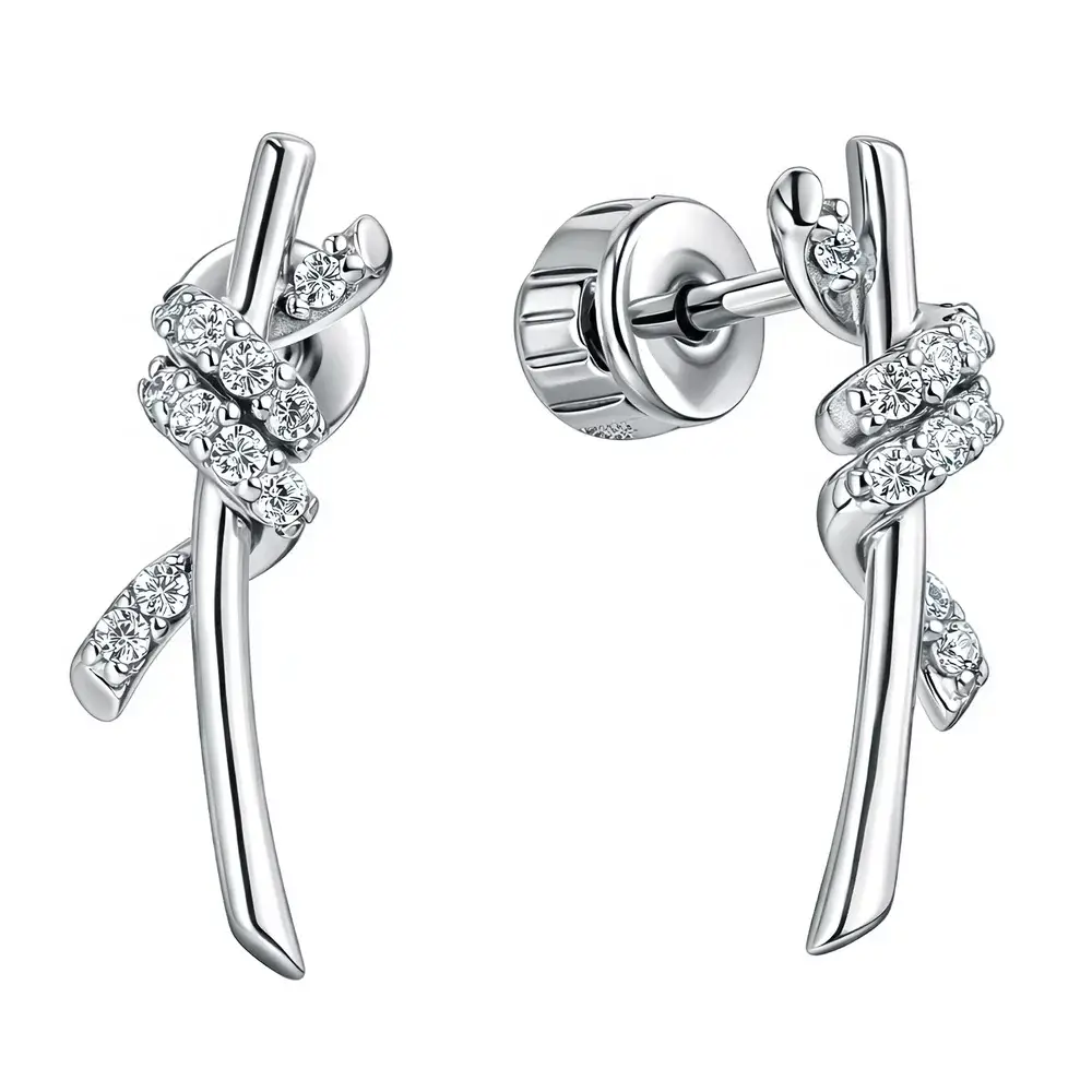 Серьги с фианитами из серебра 925 пробы