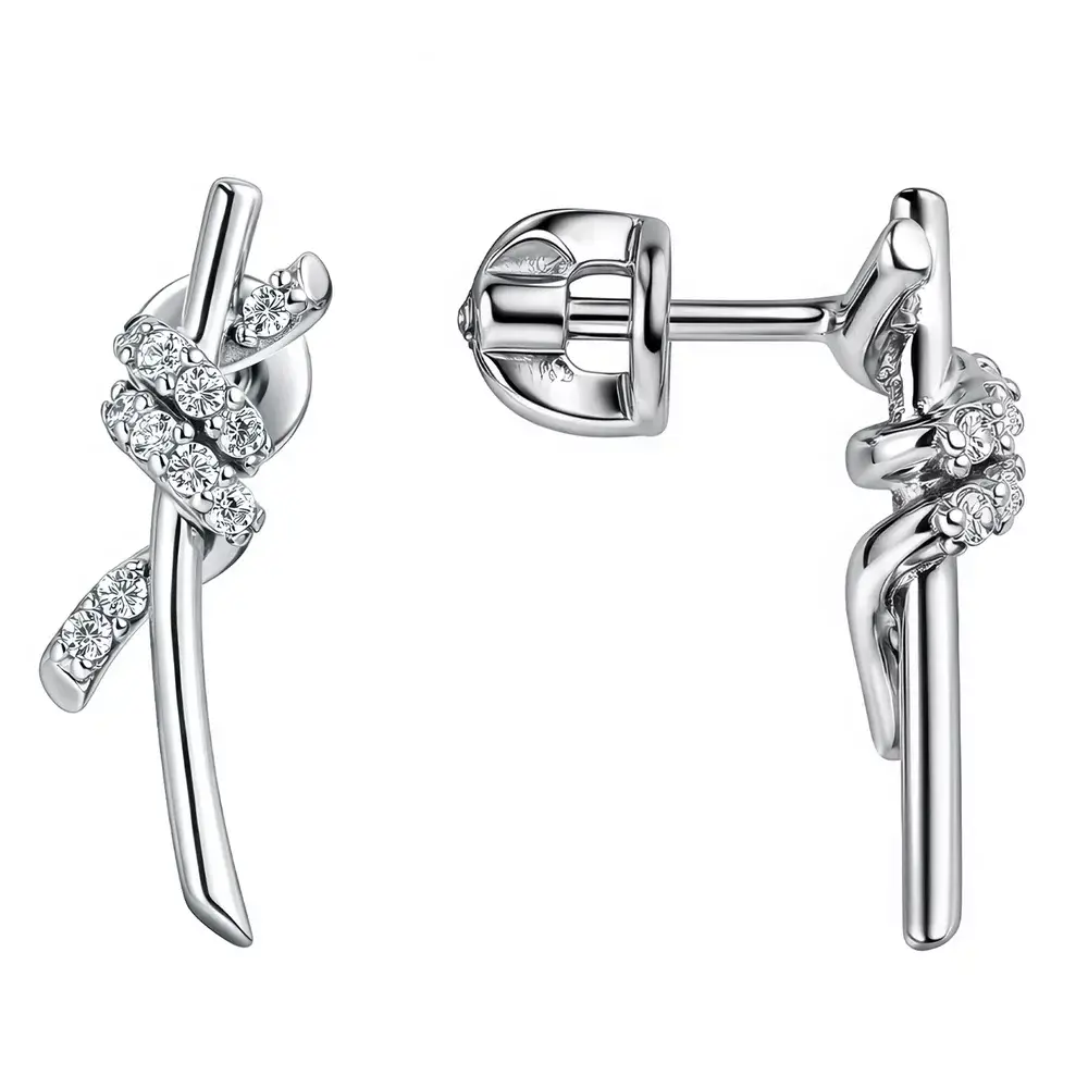 Серьги с фианитами из серебра 925 пробы